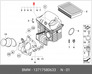 Корпус воздушного фильтра с фильтром 13 71 7 580 633 BMW