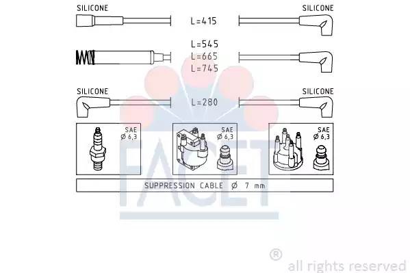 Ккомплект проводов зажигания 4.8513 FACET