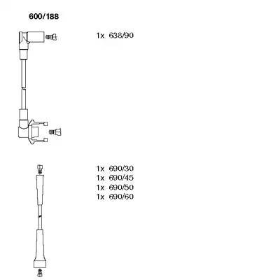 Ккомплект проводов зажигания 600188 BREMI
