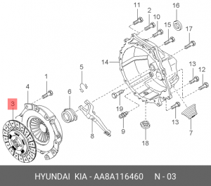 Диск сцепления AA8A116460 HYUNDAI KIA