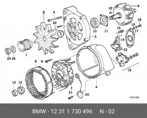 Вентилятор, генератор 12 31 1 730 496 BMW