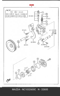 Гидравлический насос, рулевое управление NC10-32-600C MAZDA
