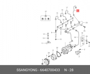 Трубка топливная 6640700433 SSANG YONG
