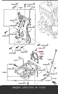 Уплотняющее кольцо, коленчатый вал LF01-11-310 MAZDA
