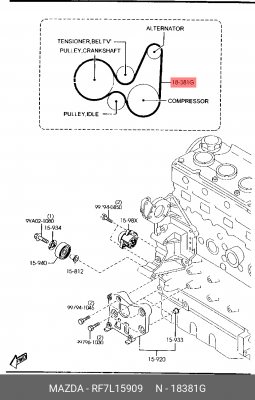 Поликлиновой ремень RF7L-15-909 MAZDA
