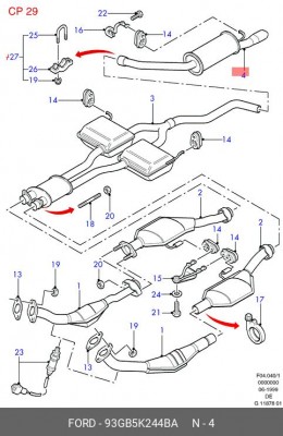 Глушитель - задняя часть системы ОГ 93GB-5K244-BA FORD