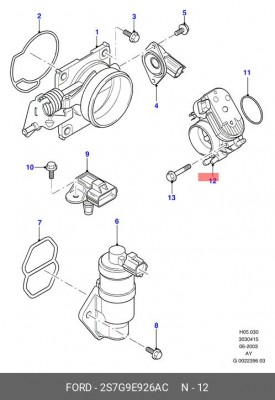 Патрубок дроссельной заслонки 2S7G-9E926-AC FORD