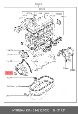 Уплотняющее кольцо, распределительный вал 2142121030 HYUNDAI KIA