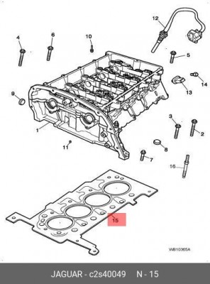 Прокладка, головка цилиндра C2S40049 JAGUAR