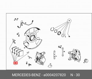 Колодки тормозные дисковые A0004207820 MERCEDES BENZ
