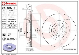 Тормозной диск 09.8689.11 BREMBO
