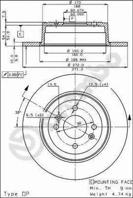 Тормозной диск 08433210 BREMBO