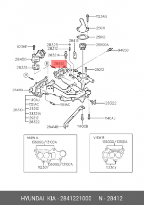 Прокладка, впускной коллектор 2841221000 HYUNDAI KIA