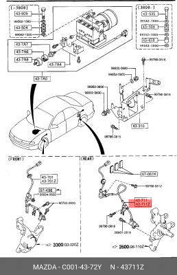 Датчик, частота вращения колеса C001-43-72Y MAZDA