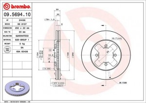 Тормозной диск 09.5694.10 BREMBO