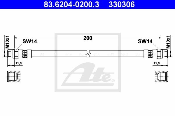 Тормозной шланг 83.6204-0200.3 ATE
