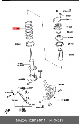 Пружина подвески D201-34-011 MAZDA
