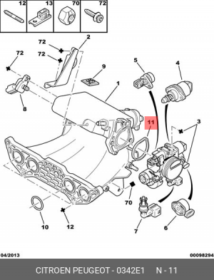 Прокладка дроссельной заслонки 0342 E1 CITROEN PEUGEOT