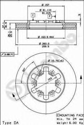 Тормозной диск 09.5255.10 BREMBO