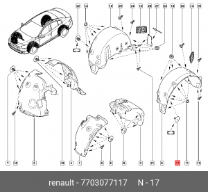 Клипса крепежная 7703077117 RENAULT