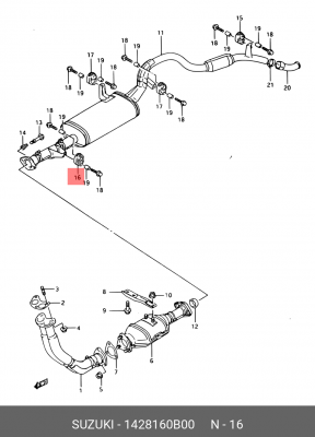 Кронштейн, система выпуска ОГ 14281-60B00 SUZUKI