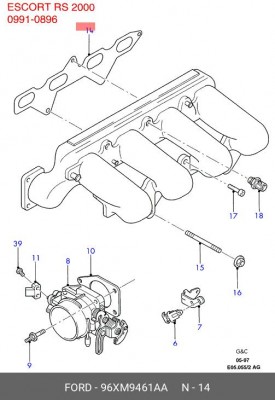Прокладка, впускной коллектор 96XM9461AA FORD