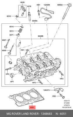 Прокладка, головка цилиндра 1348683 LAND ROVER