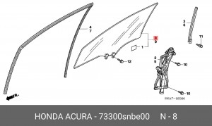 Стекло двери 73300SNBE00 HONDA