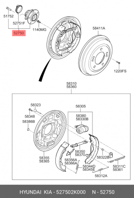 Подшипник ступицы колеса со ступицей (комплект) 527502K000 HYUNDAI KIA