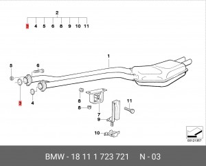 Уплотнительное кольцо, выпускной тр 18 11 1 723 721 BMW