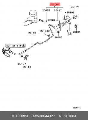 Главный цилиндр, система сцепления MW30644327 MITSUBISHI