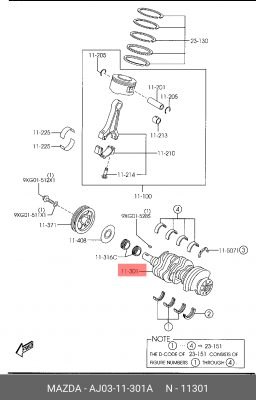 Коленвал AJ03-11-301A MAZDA