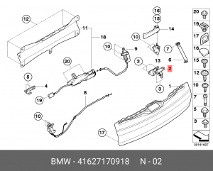 Петля - шарнир открывания двери 41 62 7 170 918 BMW