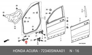 Ограничитель открывания двери 72340SWAA01 HONDA