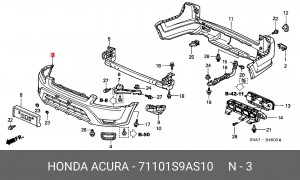 Бампер передний 71101S9AS10 HONDA