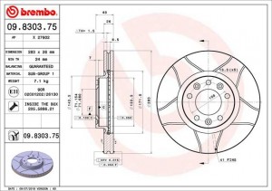 Тормозной диск 09.8303.75 BREMBO