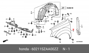 Крыло переднее 60211SZAA00ZZ HONDA