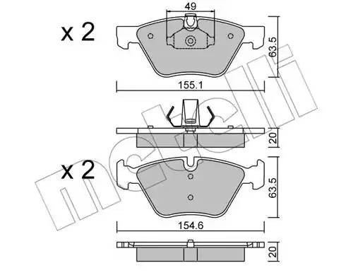 Комплект тормозных колодок, диско 2205570 METELLI
