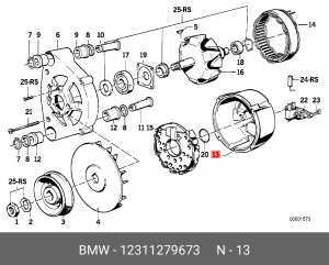 Подшипник контактного кольца, генератор 12 31 1 279 673 BMW