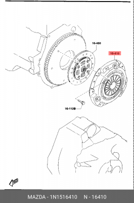 Корзина сцепления 1N1516410 MAZDA