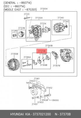 Регулятор генератора 3737021200 HYUNDAI KIA